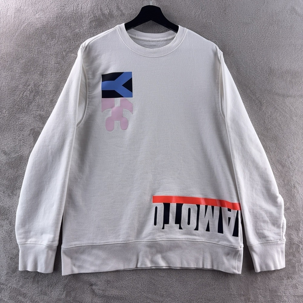 Adidas Y-3 Yohji Yamamoto Crewneck Sweatshirt Mens Size Large White Graphic Logo
